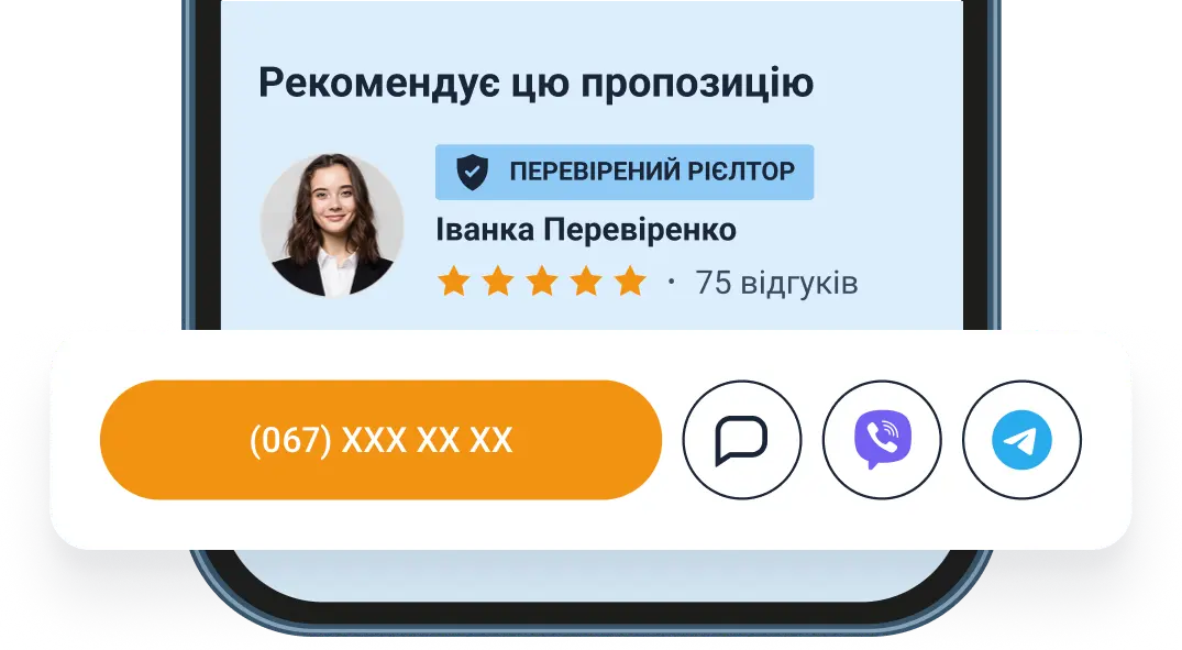 Месенджери рієлтора в контактах оголошення